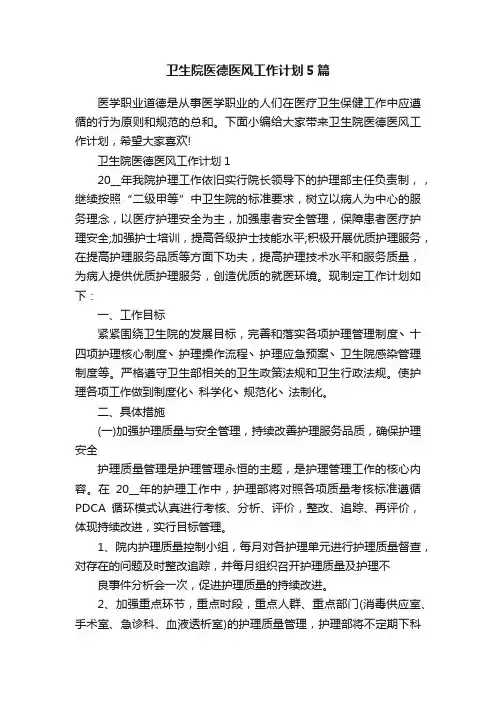卫生院医德医风工作计划5篇