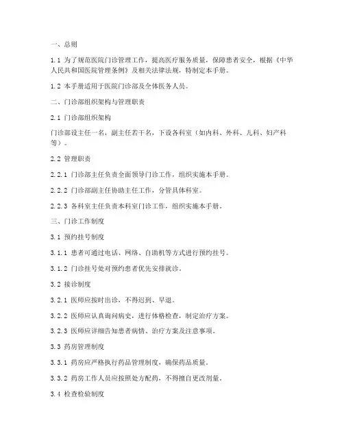 医院门诊管理制度手册模板
