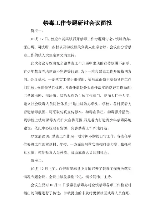 禁毒工作专题研讨会议简报