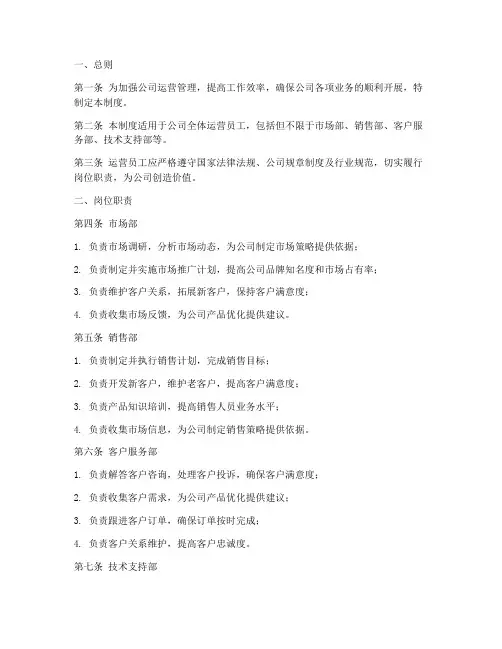 公司运营员工管理制度