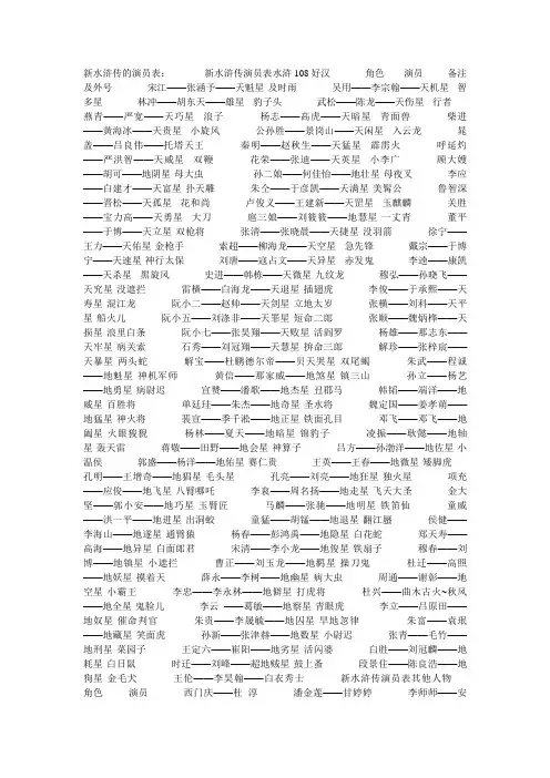 新水浒108好汉