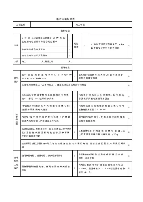 临时用电验收表