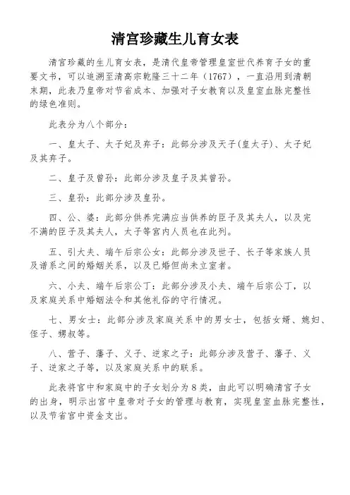 清宫珍藏生儿育女表