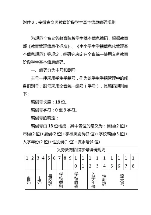 义务教育学号编写规范