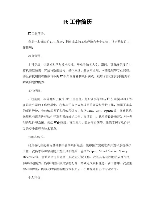 it工作简历