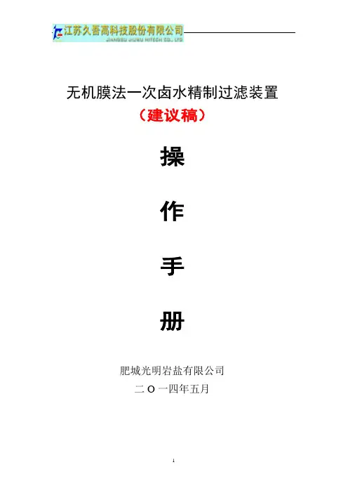 一次盐水操作规程