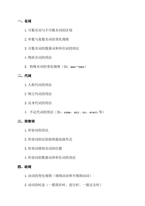 四年级英语语法知识点大全