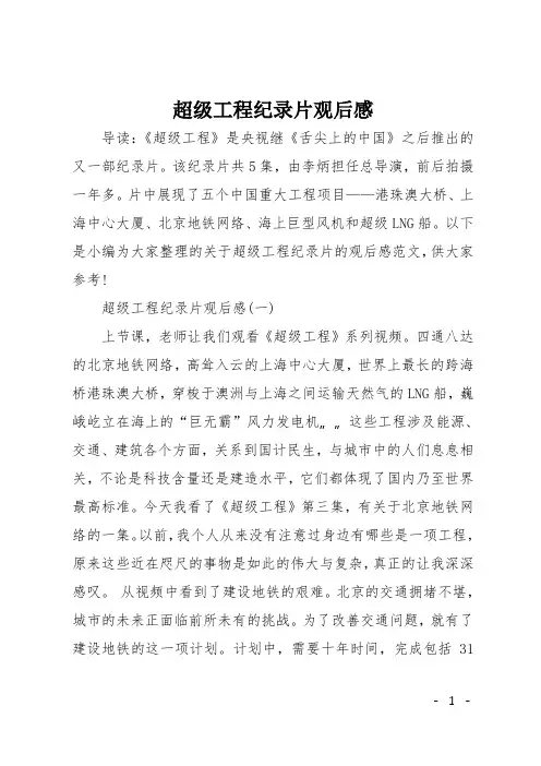 超级工程纪录片观后感