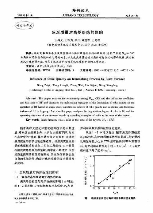 焦炭质量对高炉冶炼的影响