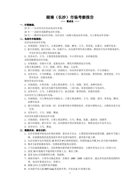 湖南(长沙区域)市场考察报告