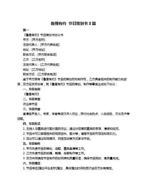 鲁豫有约  节目策划书3篇