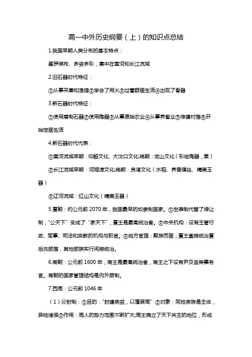 高一中外历史纲要(上)的知识点总结
