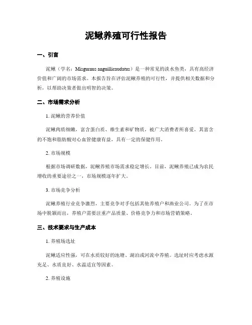 泥鳅养殖可行性报告