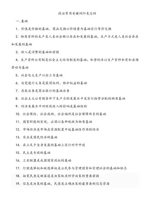 【总结】政治常用关键词归类总结