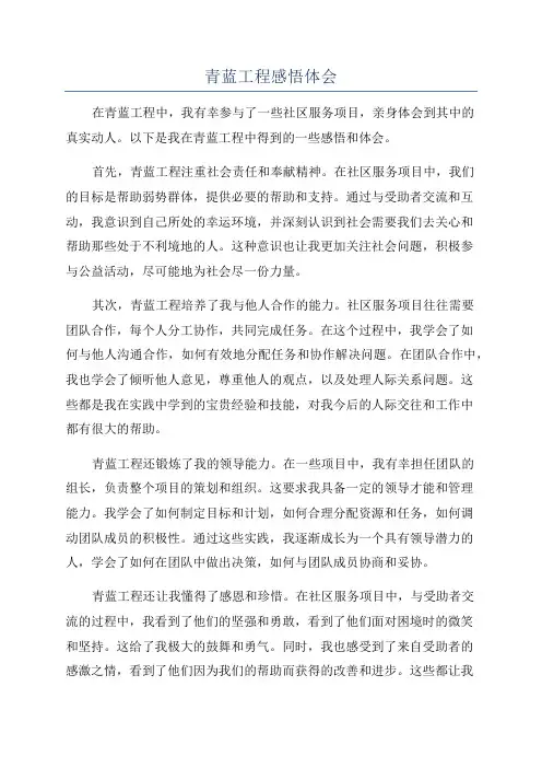 青蓝工程感悟体会