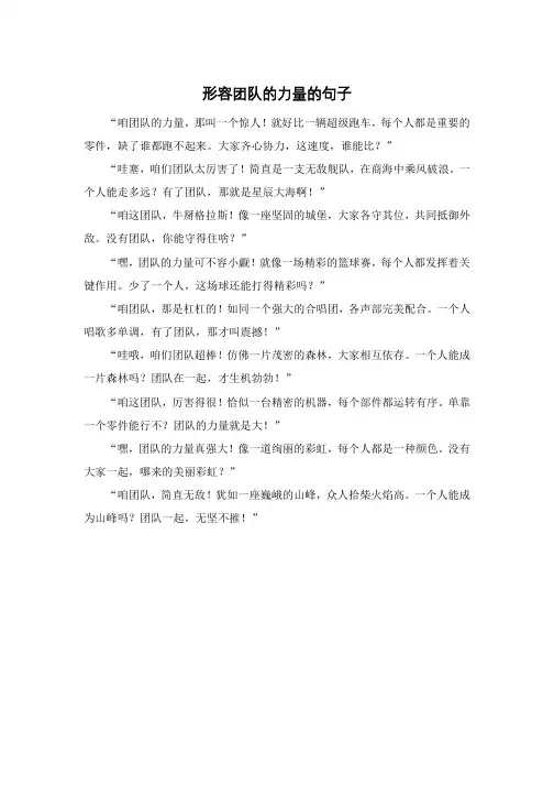 形容团队的力量的句子