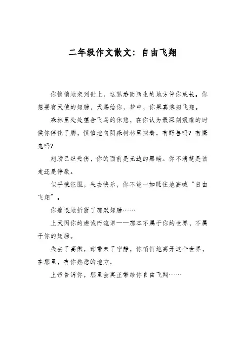二年级作文散文：自由飞翔