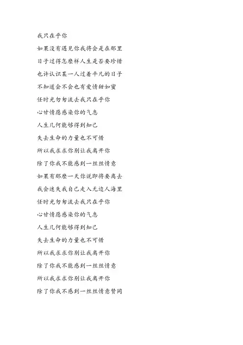 我只在乎你歌词