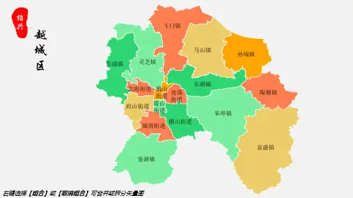 越城区地图绍兴市越城区乡镇街道地图高清矢量可填充编辑地图PPT模板