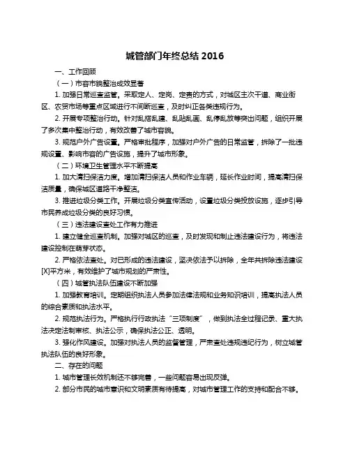 城管部门年终总结2016