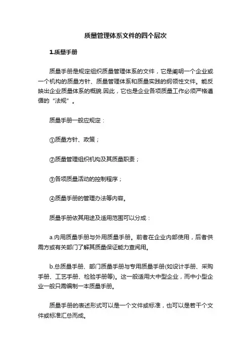 质量管理体系文件的四个层次
