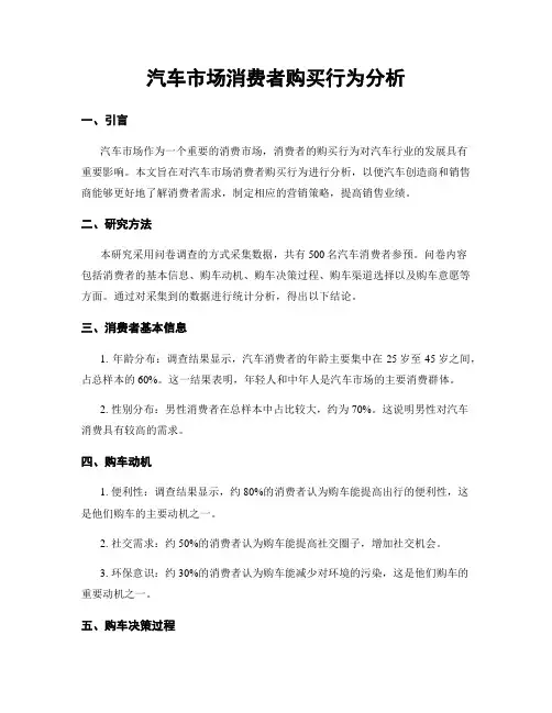 汽车市场消费者购买行为分析