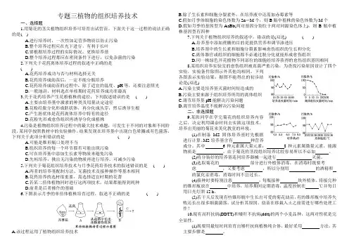 专题三植物的组织培养技术(附答案)