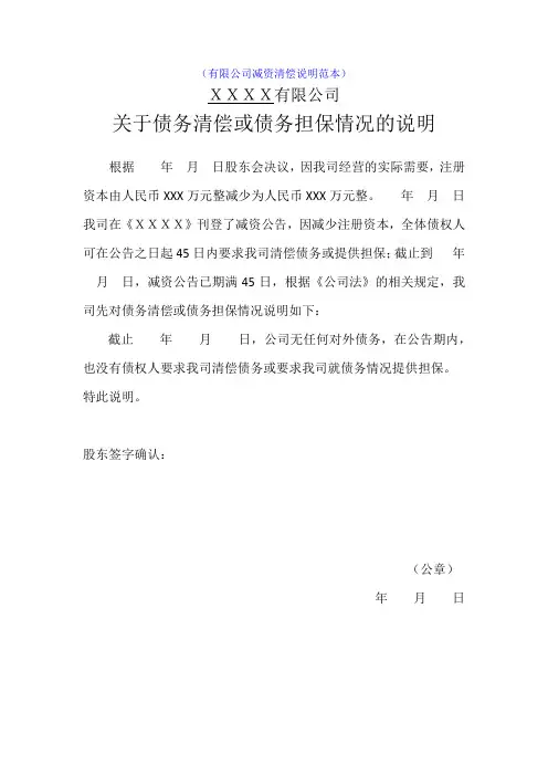 关于债务清偿或债务担保情况说明