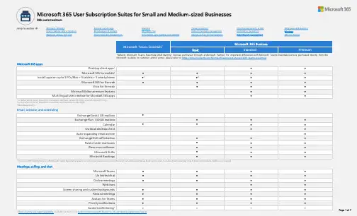 Microsoft Teams 基本版、标准版和高级版说明书