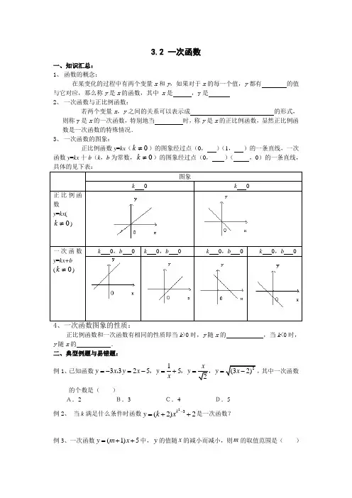一次函数的图像和性质