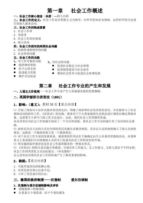 社会工作导论各章重点