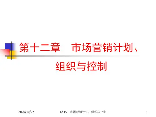 市场营销第十二章市场营销计划、组织与控制