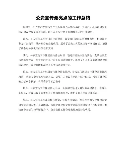 公安宣传最亮点的工作总结