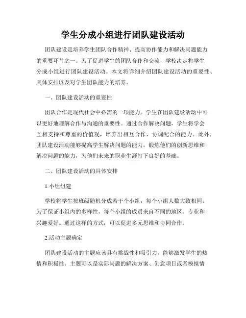 学生分成小组进行团队建设活动