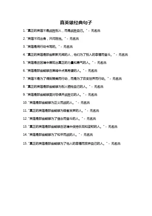 真英雄经典句子