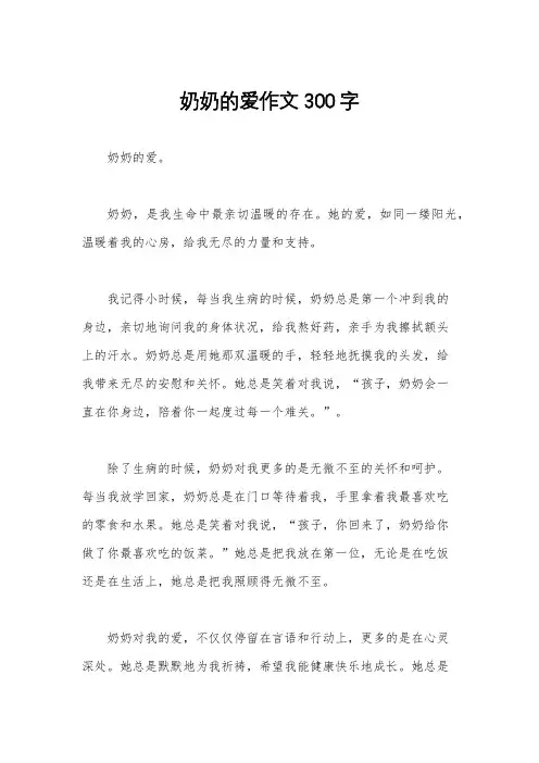 奶奶的爱作文300字