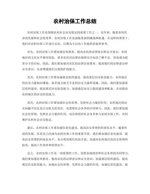 农村治保工作总结