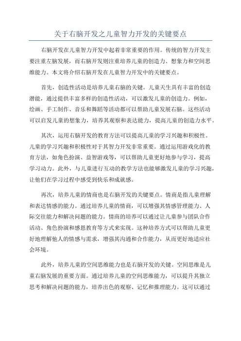 关于右脑开发之儿童智力开发的关键要点