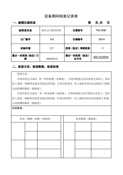 设备期间核查记录表