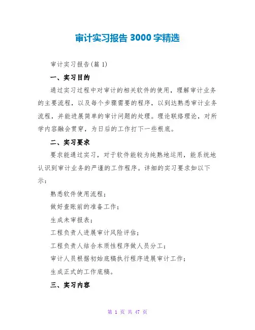 审计实习报告3000字精选
