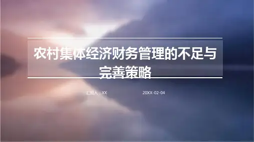 农村集体经济财务管理的不足与完善策略