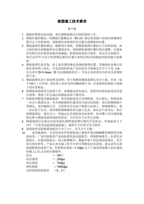 植筋技术要求和验收标准