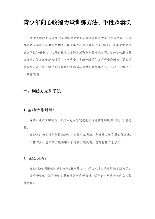 青少年向心收缩力量训练方法、手段及案例