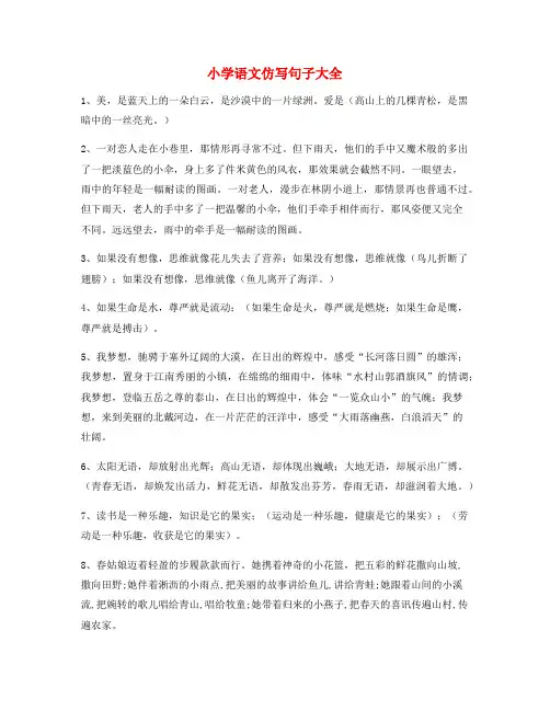 【仿写句子】小学语文仿写句精选小升初必看