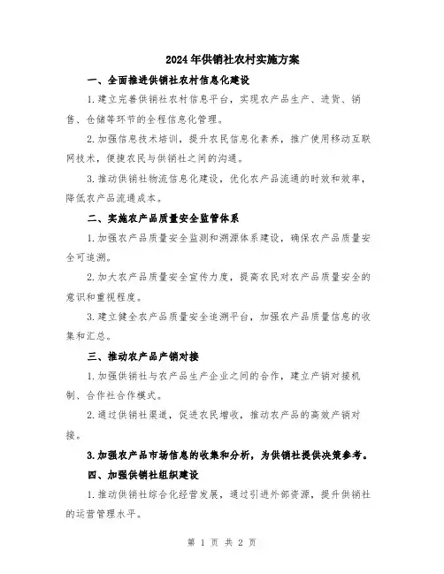 2024年供销社农村实施方案