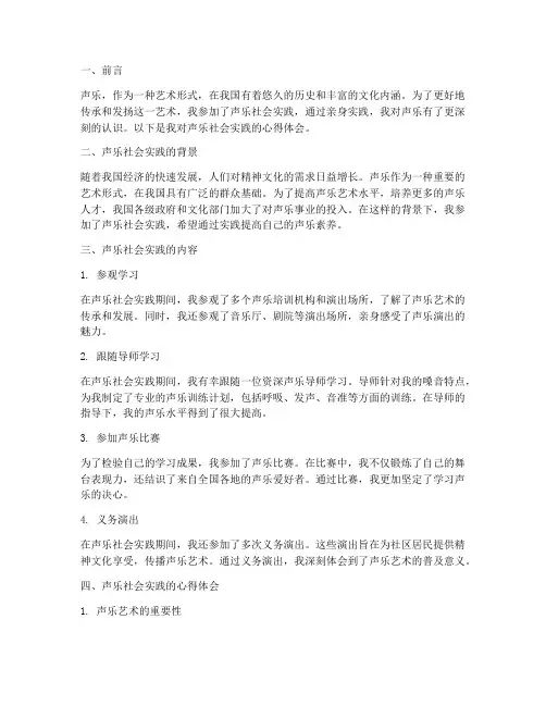声乐社会实践心得体会