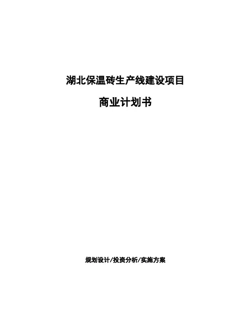 湖北保温砖生产线建设项目商业计划书