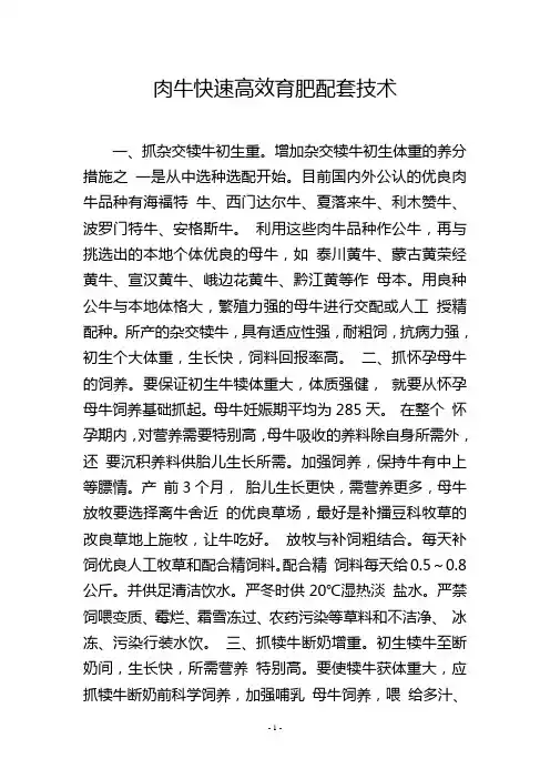 肉牛快速高效育肥配套技术