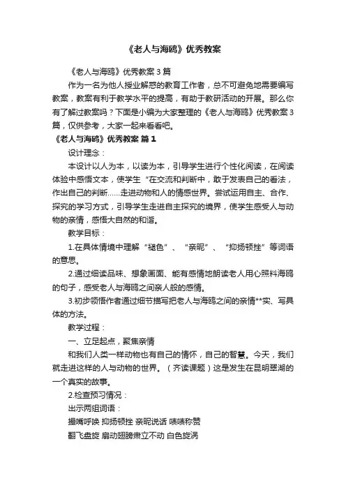 《老人与海鸥》优秀教案3篇