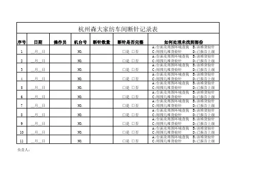 车间断针针记录表